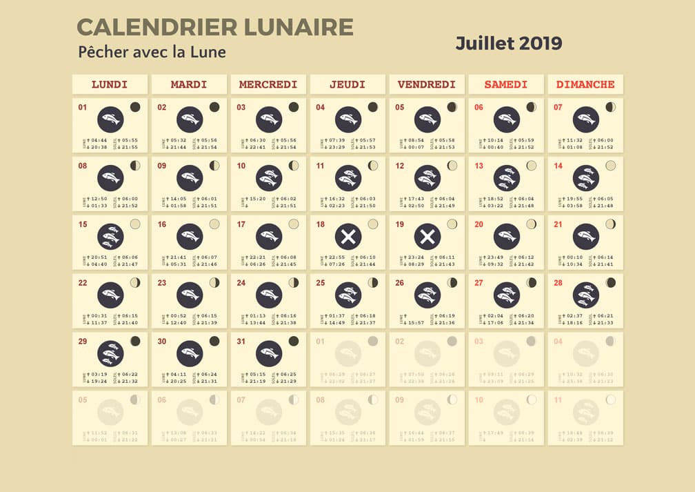 Le Calendrier Lunaire Pour La Pêche En 2019 Rigiflex