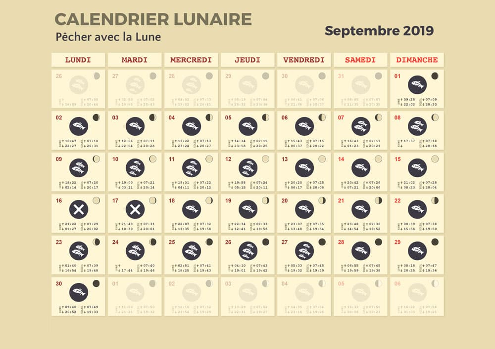 calendrier lunaire septembre 2019